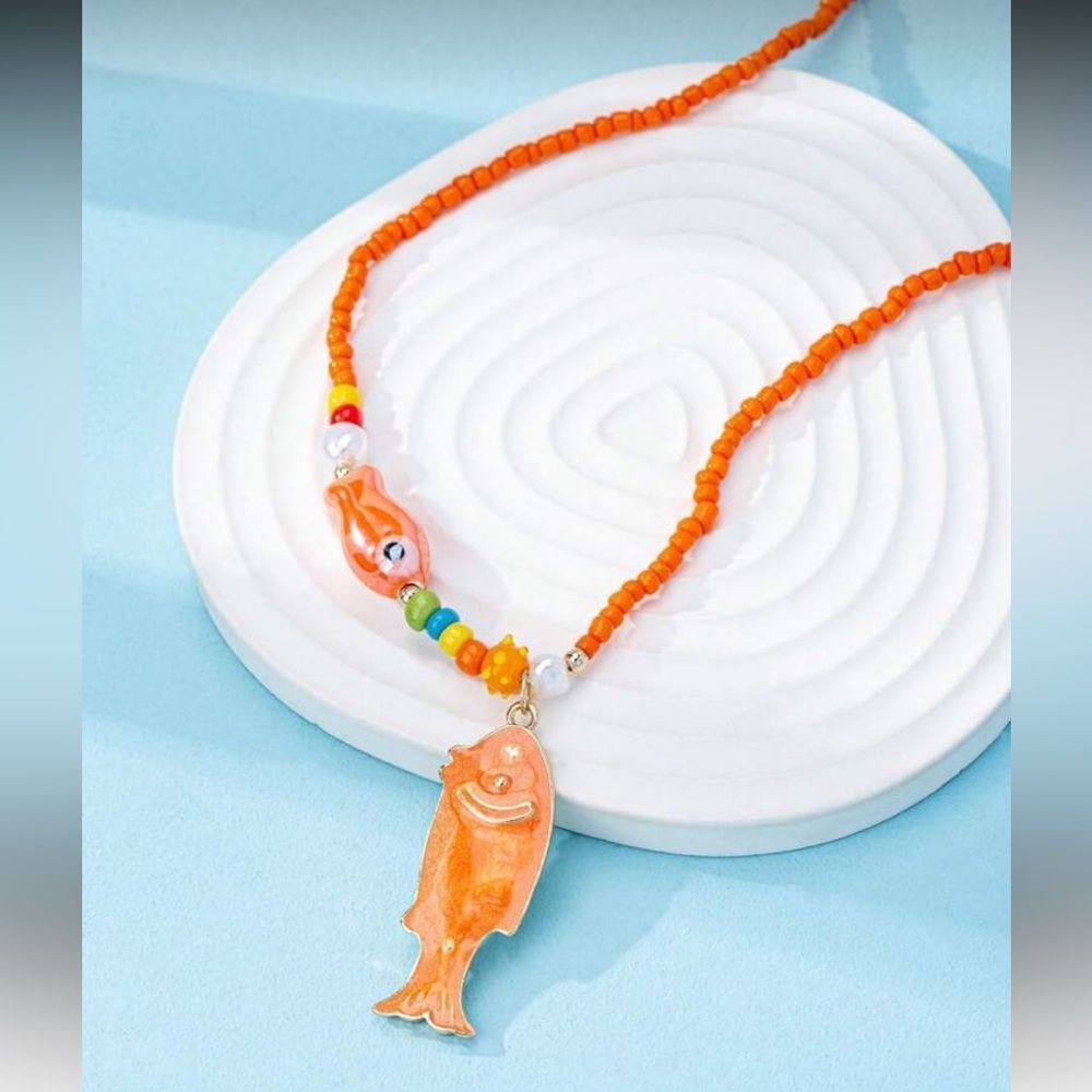 Vibrant Multicolor Fish Charm Necklace R283